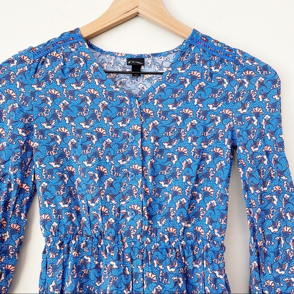 Art Class Blue Floral Mixed sprint Long Sleeve Romper - Picture 3 of 6